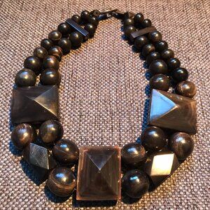 Rare early 80s brutalist bone choker by Gerda Lynggaard for Monies